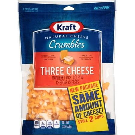 Kraft Three Natural Cheese Crumbles, 8 oz Pouch - Walmart.com