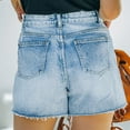 thumbnail image 5 of Summer Denim Shorts for Women Women's Juniors Jean Shorts Frayed Raw/Folded Hem Ripped Jean Shorts High Waisted Shorts, 5 of 7