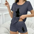 thumbnail image 6 of Weiqire Summer Pajamas for Women Set, Graphic Print Ribbed PJ Set Button-up Tops and Shorts Cute Pajamas Set, 6 of 7