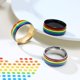 thumbnail image 3 of Heytea Anillo de orgullo arcoíris esmaltado de acero inoxidable de 8 mm para banda de compromiso de boda del orgullo Q lésbico y gay - -, 3 of 5