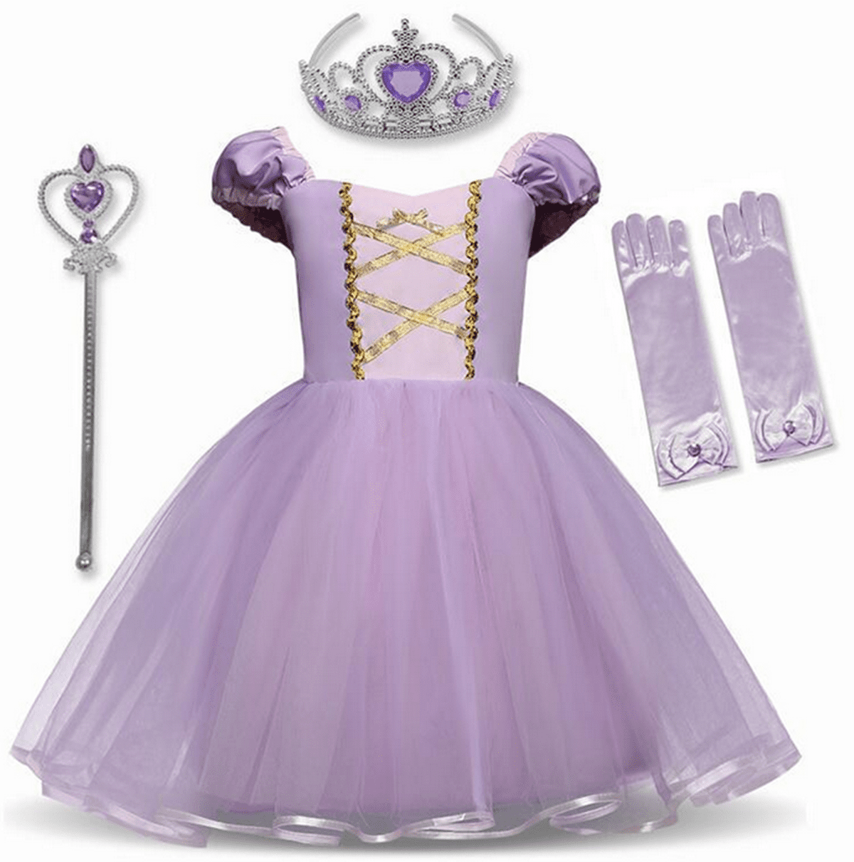 Yansion Princess Dress Up Party Costume Accessories Belle Gift Set for Princess Cosplay Tiara,Wand and Gloves Pink 