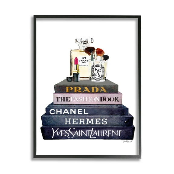 The Stupell Home Decor Collection Fashion Books with Makeup Framed Giclee Wall Art