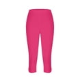 thumbnail image 5 of TQWQT Capri Leggings for Women High Waisted Yoga Capris Soft Comfy Workout Cropped Pants Casual Solid Color Leggings Hot Pink 2XL, 5 of 5