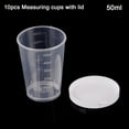 thumbnail image 4 of Gerich 20 Pcs 50ml Plastic Medicine Measuring Cups with White Lids Cap Container, Transparent Measuring Cup Tool, Mixing Cups, Laboratory and Cooking and Painting Accessories, 4 of 13