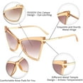 thumbnail image 5 of FEISEDY Fashion Women Cateye Sunglasses Retro Oversized Cat Eye Shades Chic Style T Sign B2649, 5 of 13