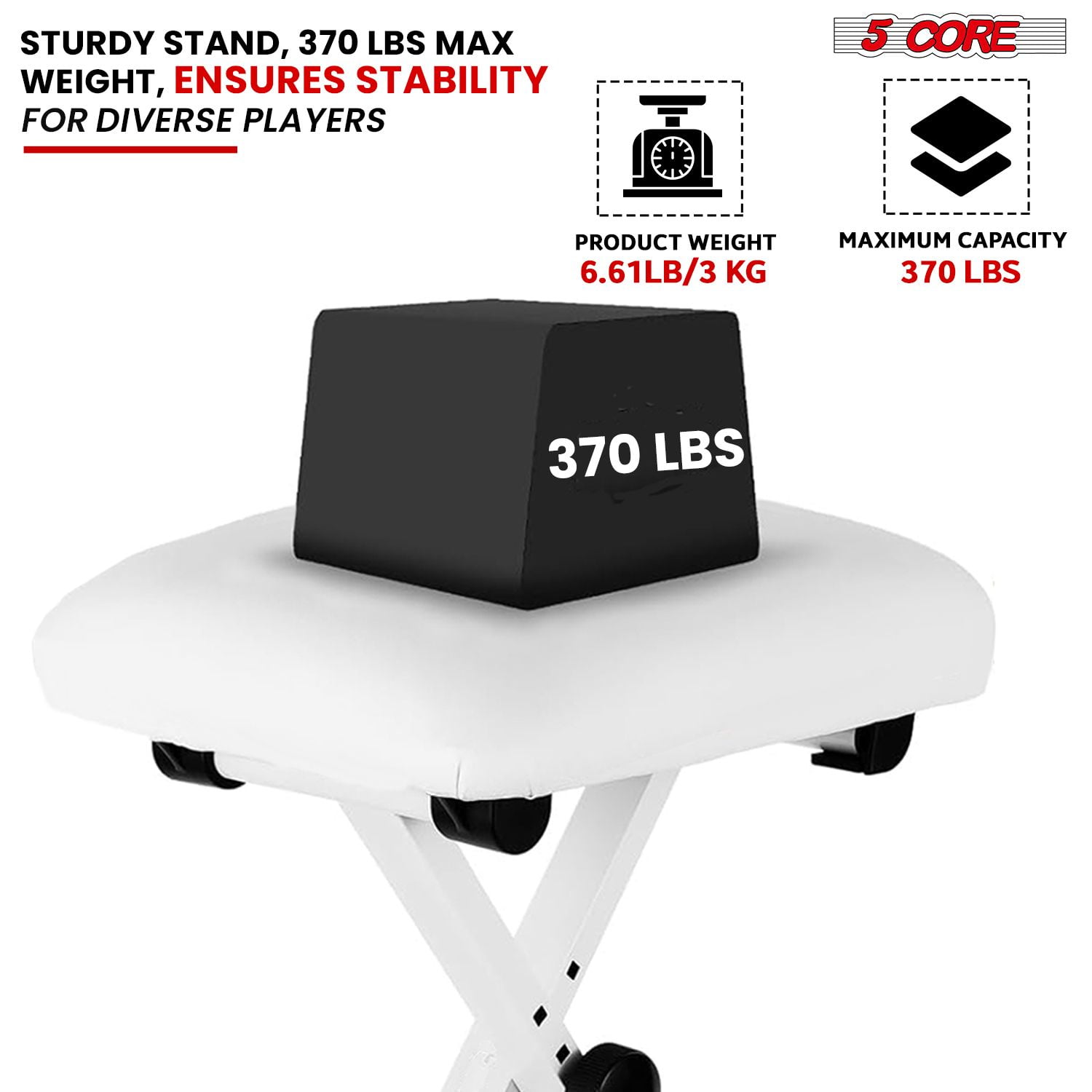 Keyboard Bench Pair X Style Piano Stool Thick Padded 12 to 18.5 inch Adjustable Keyboards Chair White