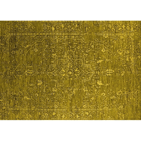 Ahgly Company Indoor Rectangle Oriental Yellow Industrial Area Rugs, 8' x 10'