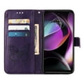 thumbnail image 4 of SaniMore Case for Motorola Moto G 5G (6.5" 2023), PU Leather Skin with Luxury Embossed Butterfly [Wrist Strap & Card Slots & Flip Kickstand] Full-body Shockproof Business Wallet Cover, Purple, 4 of 7