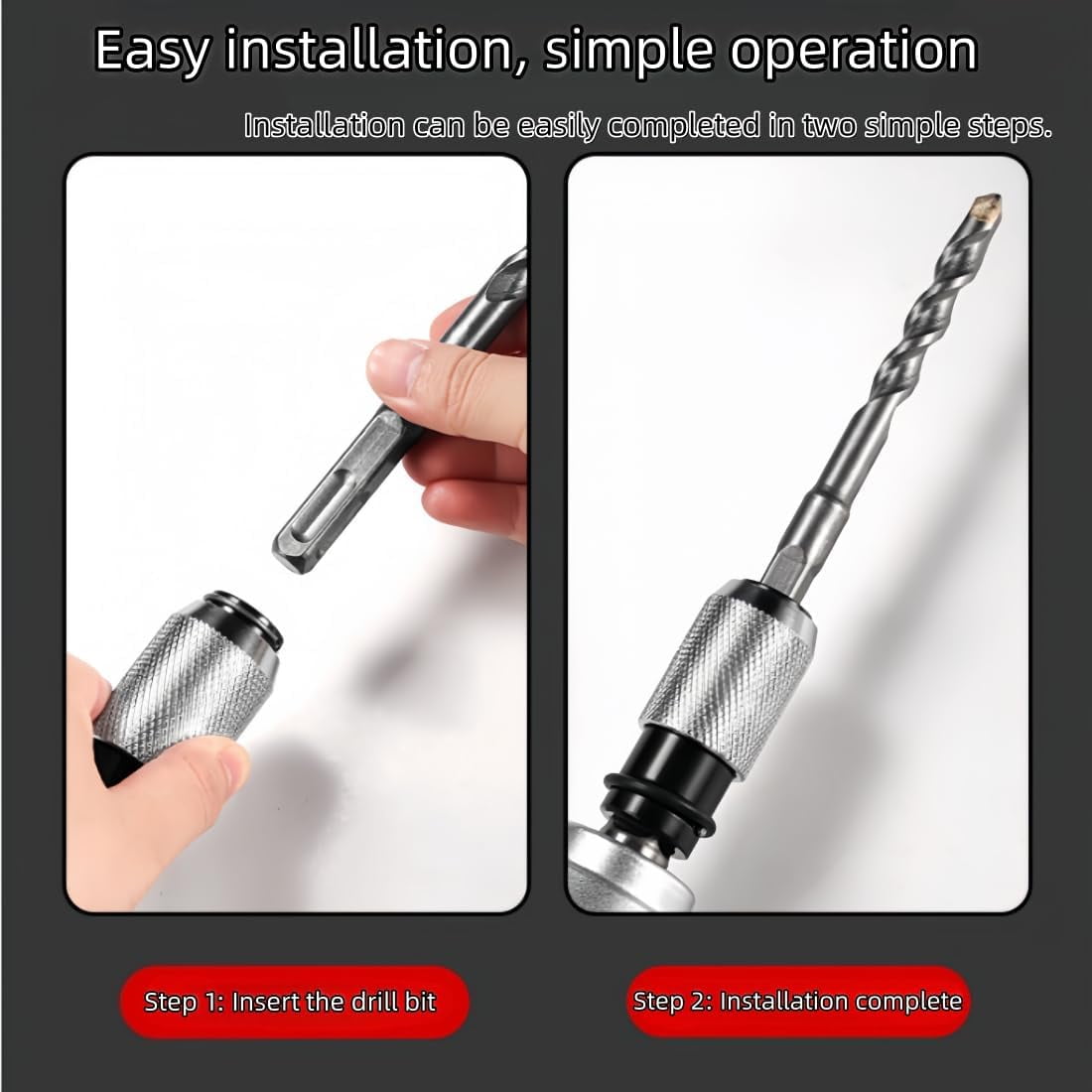 YEPOLERCE Rotary Hammer Adapter with Impact Drill Bits Set, Adapter in 4 Sizes for Precision Drilling, Converts Your Drill for Tough Materials