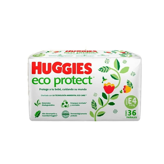 Pañales Huggies Ecoprotect etapa 4 con 36 piezas