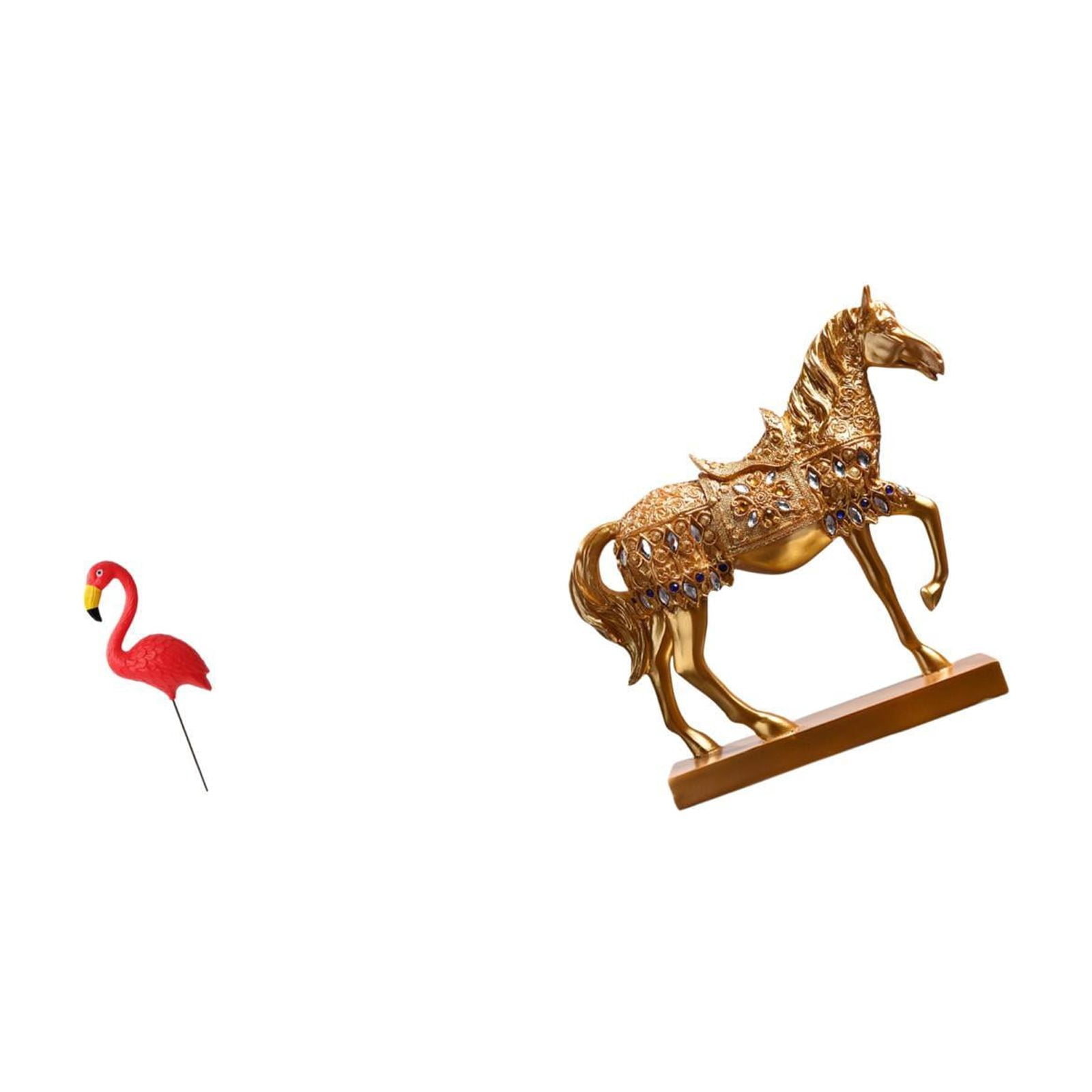 CarpNettore Flamingo Garden Horse Sculpture Figurine Ornament for Home Office Decor Fairy Yard Art Animal Statue Resin Engraved Stake Accessories
