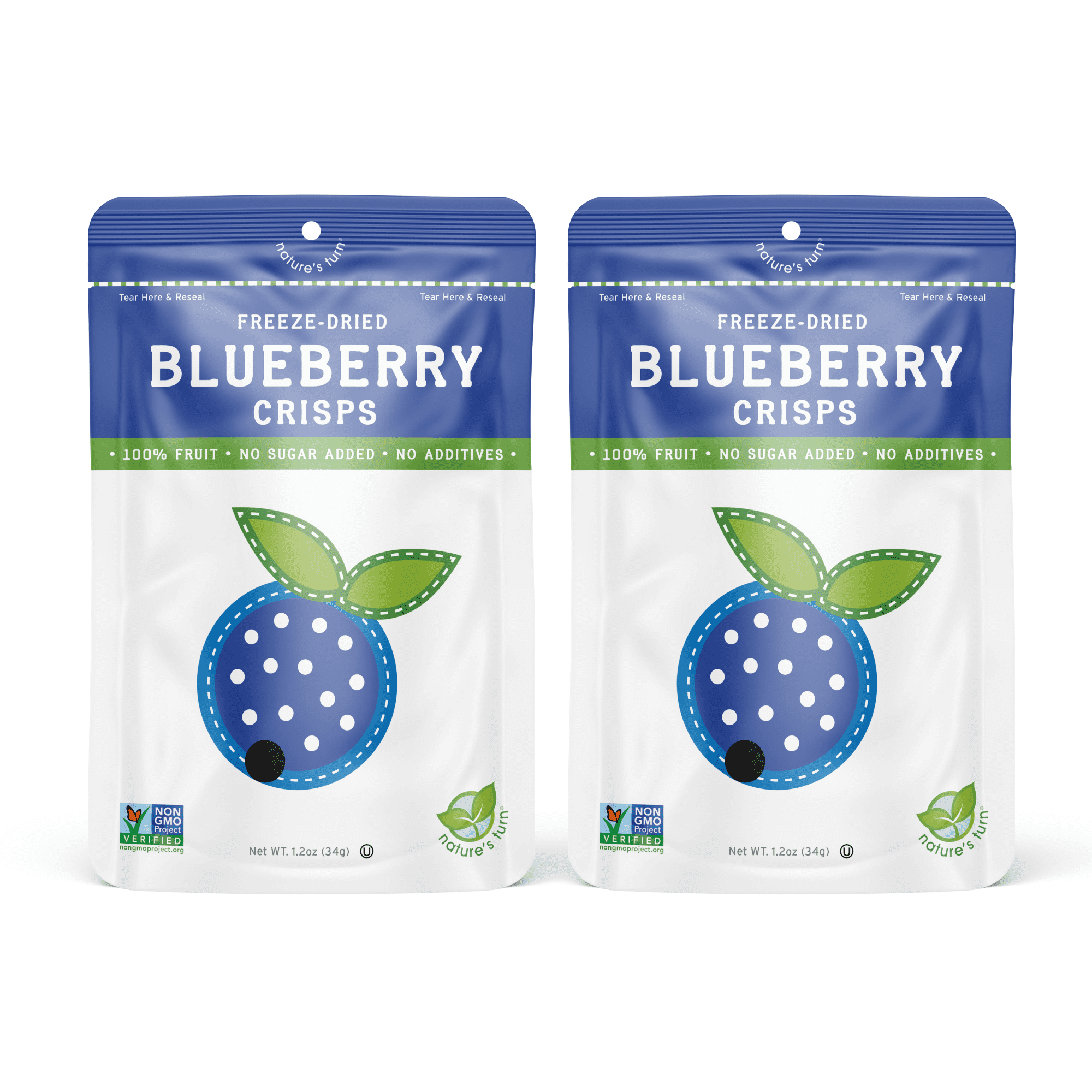 Nature’s Turn Freeze-Dried Blueberry Crisps, No Added Sugar, Healthy Natural Fruit Crisp Snack for School Lunches, 12 Pack (0.53 oz Each)