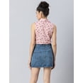 thumbnail image 3 of MoomayaWomens PrintedCotton Crop Shirt,Button Down Sleeveless Knotting Shirt Top, 3 of 8