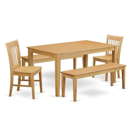 Dining Kitchen Dinette Table & 2 Room Chairs & 2 Wooden Benches Oak