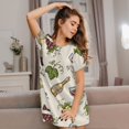 thumbnail image 3 of Balery Grapes Bbottles Wine Camisón de manga corta con cuello redondo para mujer, cómodo y elegante., 3 of 6