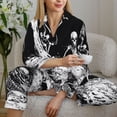 thumbnail image 6 of Uemuo Skeleton Wave Artwork Pattern Womens Pajama Sets,PJ Set for Women,Pajamas for Women Logo,Long Sleeve Pajama Set for Women,Soft Long Sleeve Top With Pants-Large, 6 of 9