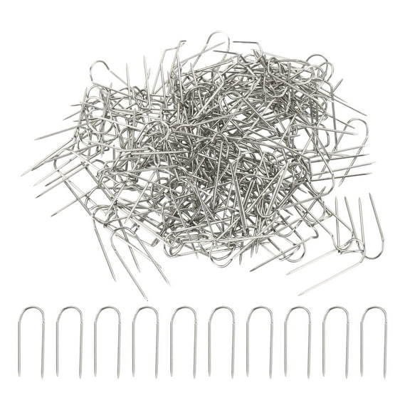 Uxcell Fork Pins, Stainless Steel Sewing U-Pins 0.9" Double Blocking Pin, Silver,200Pack