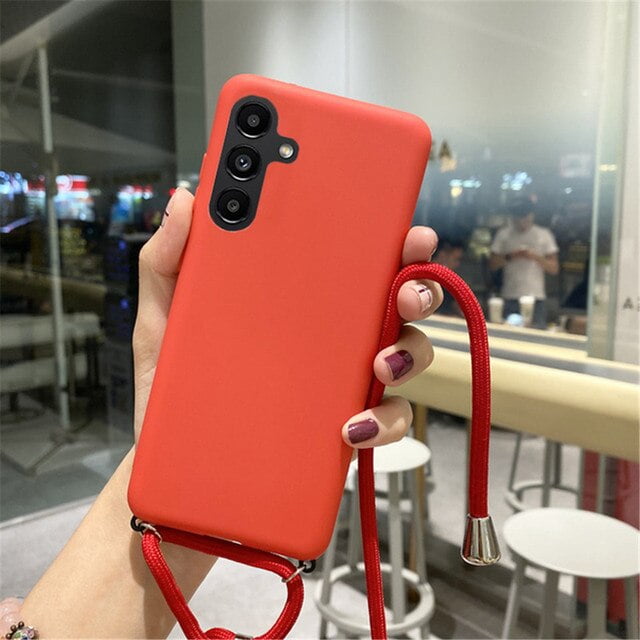 Strap Cord Chain Lanyard Silicone Case for Samsung Galaxy A14 A24 A34 A54 A04 A04E M13 4G 5G