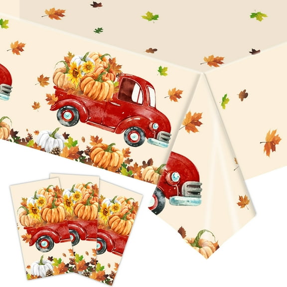 Uxgjfwu Pumpkin Maple Leaf Thanksgiving Tablecloth Disposable Autumn Harvest Design Party Supplies for Home Dining Decorations