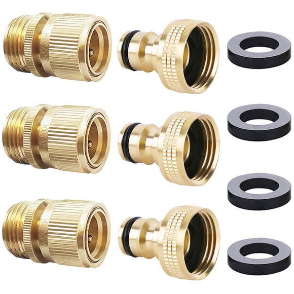 HQMPC Raccord Rapide pour Boyau d'Arrosage - ¾ Pouces Laiton GHT Raccordement Facile Raccords de Boyau d'Eau - Raccords de Boyau d'Arrosage à Connexion Rapide