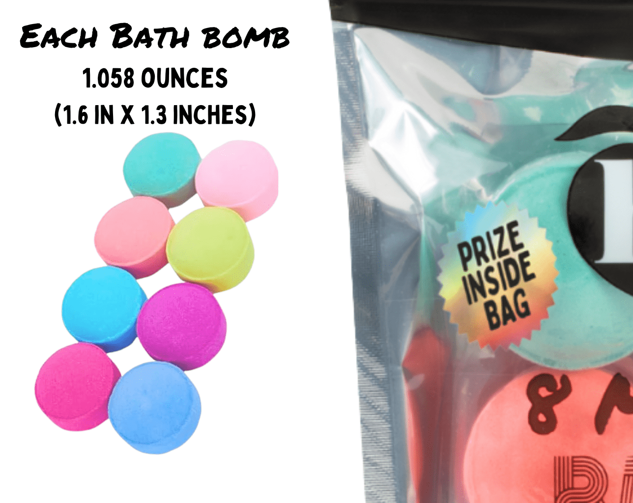 Hi Peach Layne Mini Bath Bomb Bag, 8 Assorted Scents with Surprise Prize, 1.06 oz Each