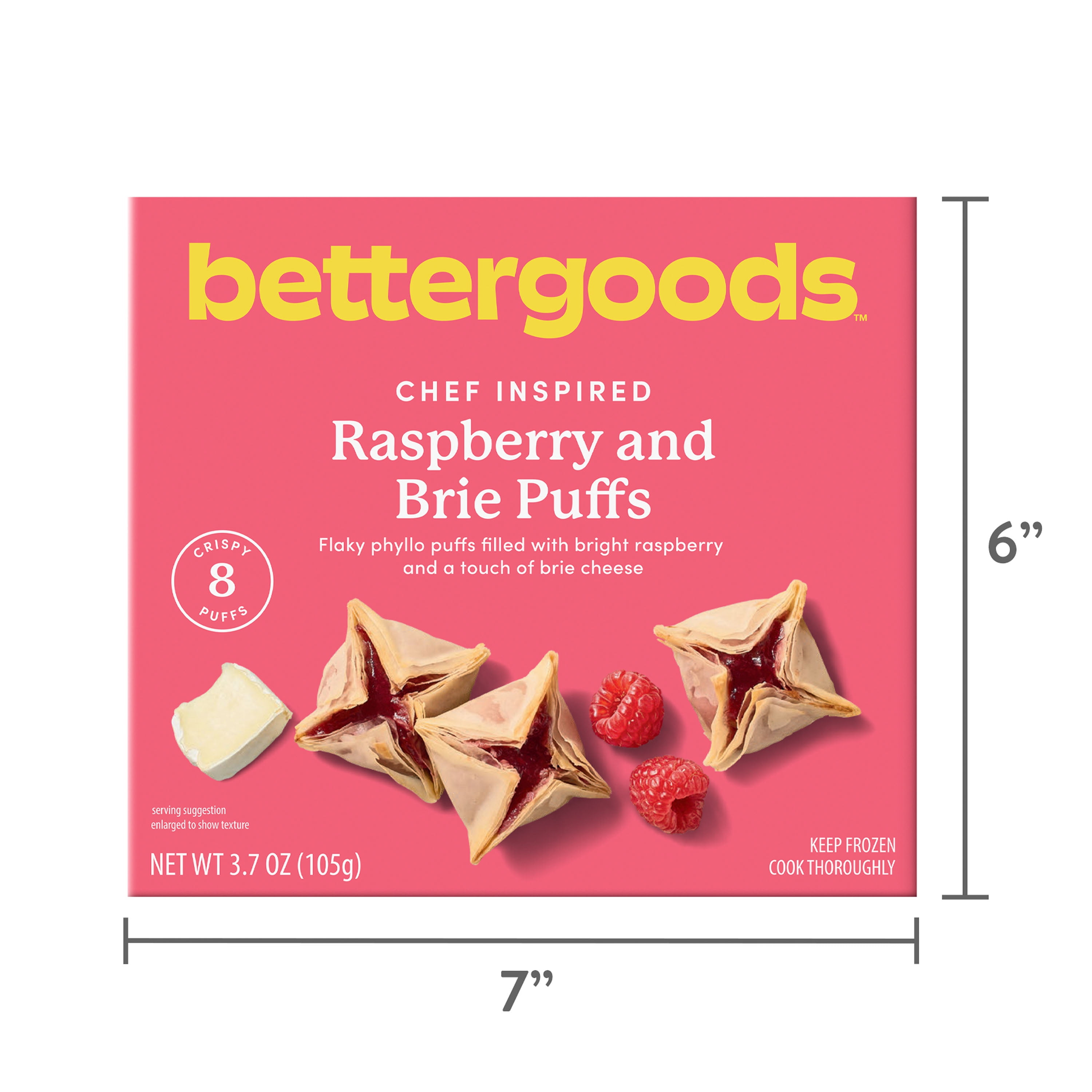 bettergoods Raspberry and Brie Puffs, 3.7 oz, 8 Count (Frozen)