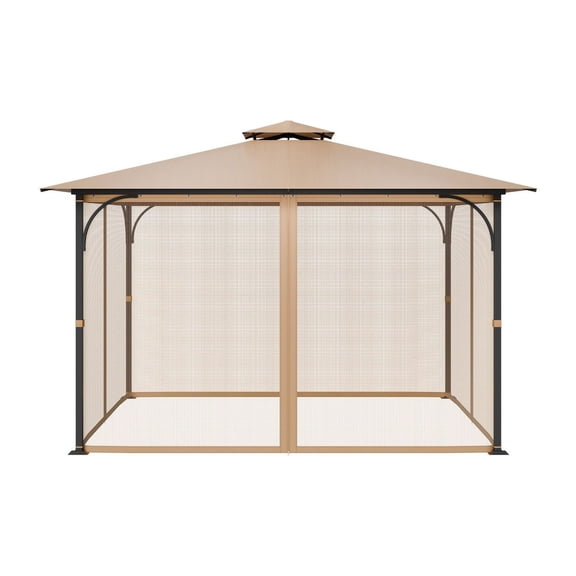 Gazebo Netting Replacement 10x12 ft - Outdoor Patio Screen Mesh - 4 Zippered Sides - Insect Protection Netting for Gazebos