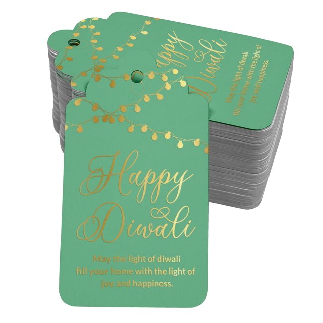 Inkdotpot Gold Foil Paper Hang Tags Happy Diwali Favor Tags 100 Pack