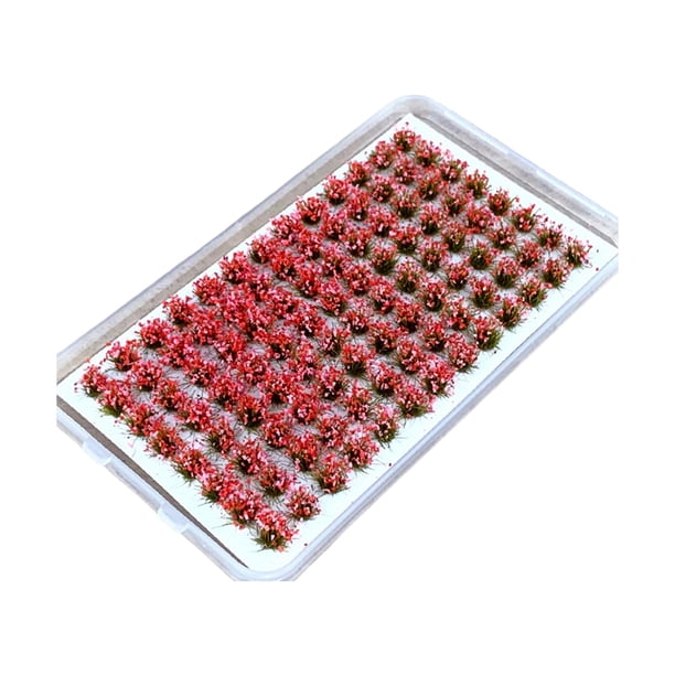 Racimos de flores artificiales en miniatura, matas de hierba, modelos de grupos de vegetación floral Rosado rojo