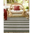thumbnail image 6 of Unique Loom Outdoor Striped Collection Area Rug - Distressed Stripe (6' 1" Square Green/Gray), 6 of 6