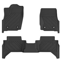 Ikon Motorsports 3D Molded TPE Floor Mats Compatible with 2024-2025 Toyota Tacoma Crew Cab (Double Cab) Black All Weather Waterproof Anti-Slip Floor Liners, Front 2nd Row Interior Accessories 3PCS