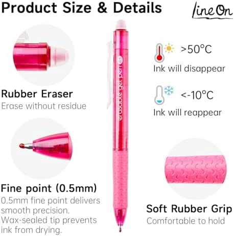 Erasable Gel Pens, 15 Colors Retractable Fine Point Erasable Pens Clicker, Fine Point(0.5mm), Assorted Color Inks, Make Mistakes Disappear for Drawing Writing Planner and Crossword Puzzles