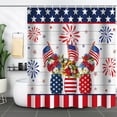 thumbnail image 4 of Cortina de ducha con diseño del Día de la Independencia, tela divisoria decorativa para baño, impresión digital, impermeable, con ganchos, sin perforaciones, de nailon y elastano., 4 of 6