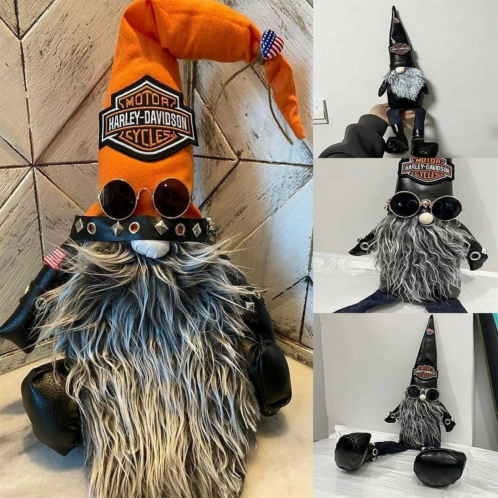 Cool Harley Motorcycle Gnome Plush Toy, inch Christmas Santa - Main Image