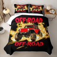 thumbnail image 2 of Castle Fairy Neon Off-Road Truck Twin Quilt Set,Lightning Flame Design Twin Coverlet Set for Bedroom,Red Orange, 2 of 6