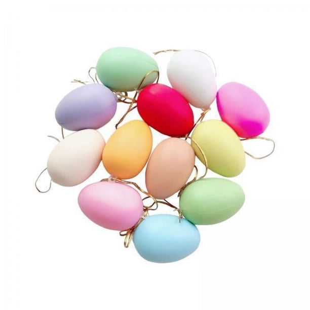 3x 12 Unids Simulación Colgante Huevos de Pascua DIY Pintura Artesanía con Cuerda Artificial para Fiesta Temática de Pascua Favor Vacaciones Hogar Jar 3 piezas