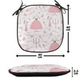 thumbnail image 4 of Cartoon Chair Seating Cushion, Pattern with Accessories of Cartoon Mystic Candles Bouquet Dress Shows, Soft Seat Pads for Office with Anti-slip Backing, 16"x16", Rose Pale Pink White, by Ambesonne, 4 of 7
