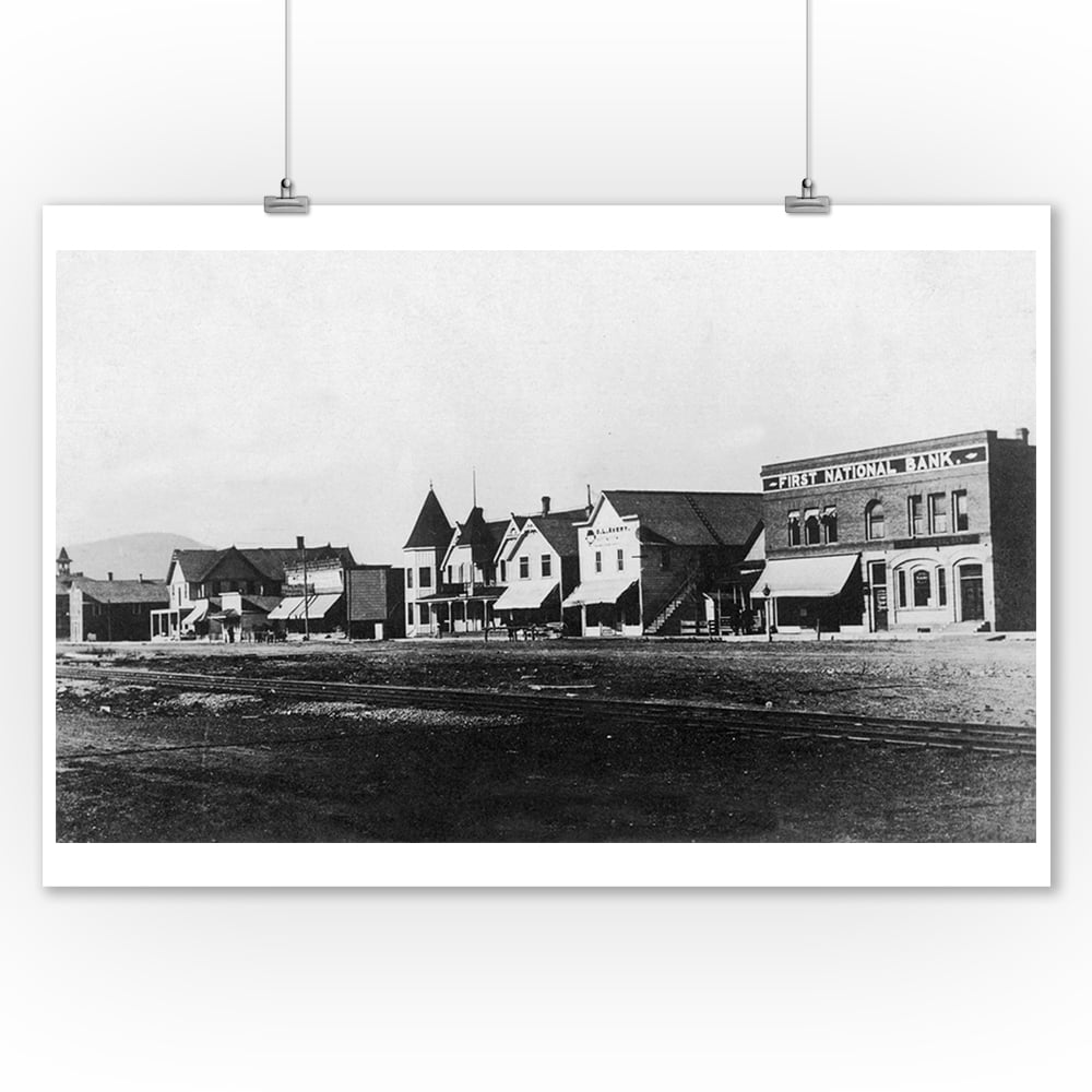 Plains, Montana Street Scene of Town (9x12 Art Print, Wall Decor