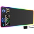 thumbnail image 1 of GIM RGB Gaming Mouse Pad with Simultaneous Charging for Phone & iWatch, LED Mouse Mat 800x300x4MM, 14 Light Modes, Non-Slip Rubber Base, Computer Keyboard Mat for Ga, 1 of 8