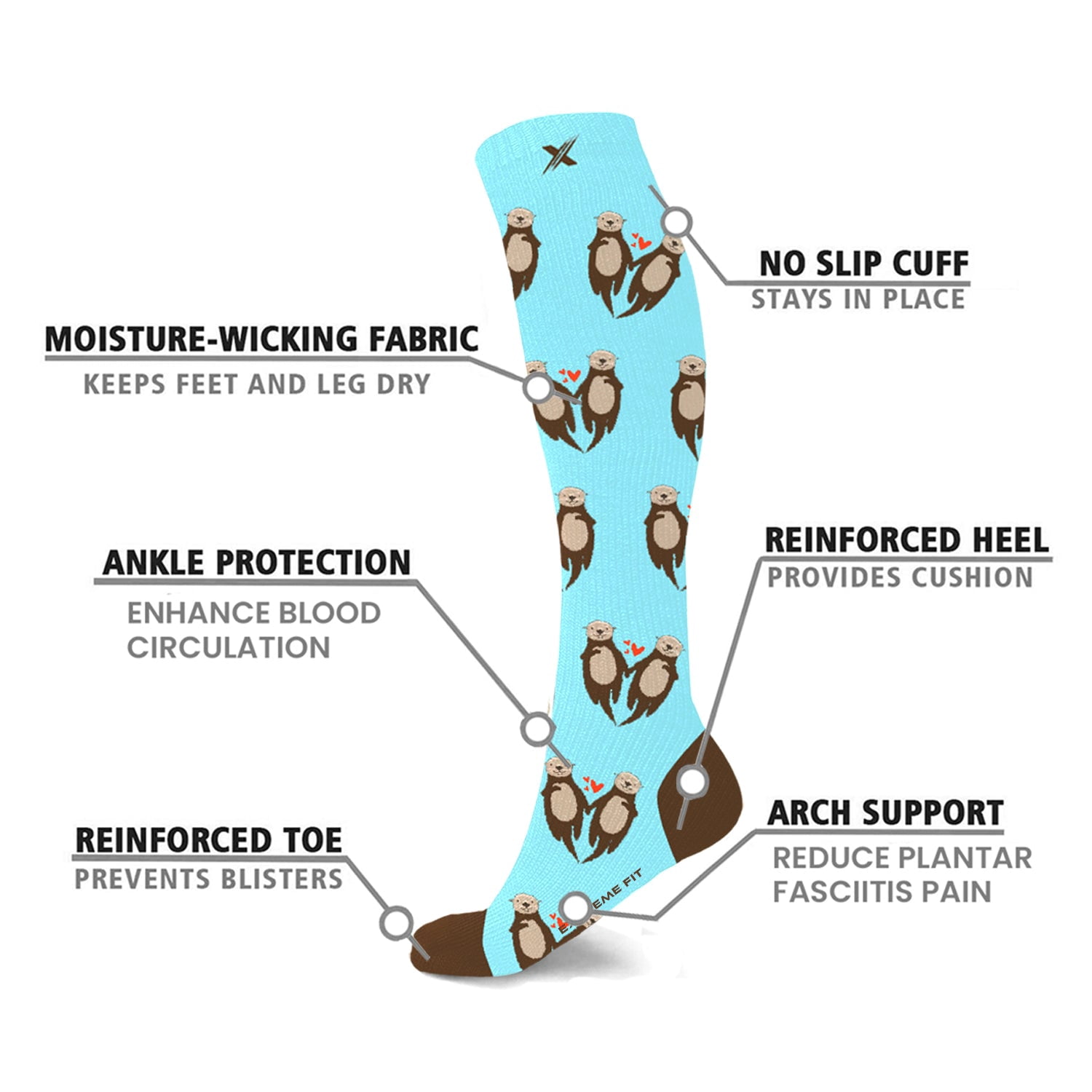 Fun And Love Comfortable All Day Wear Compression Socks - 3 Pair