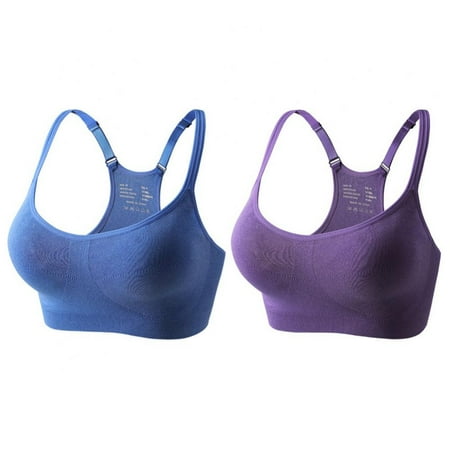 

Pretty Comy 2 Pack Racerback Sports Bras Padded Y Racer Back Cropped Bras for Yoga Workout Fitness Low Impact