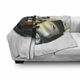 thumbnail image 3 of Vintage Soft Flannel Fleece Throw Blanket, Retro 40s Drag Car with Ombre Flames Print Artwork, Cozy Plush for Indoor and Outdoor Use, 50" x 60", Grey Orange, by Ambesonne, 3 of 6