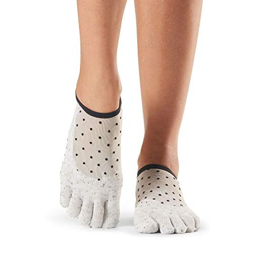 Toesox Full Toe Luna Black Mesh Grip Yoga Pilates Non Slip Barre Dance Socks 