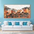 Village Multi Rustic Autumn village decor Framed Canvas Print rustic village with fall trees ...