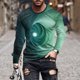 thumbnail image 1 of Blusas y camisas de manga larga con cuello redondo para hombre, blusa informal de manga larga con cuello redondo y estampado de rayas, blusa de poliéster para hombre, 1 of 5