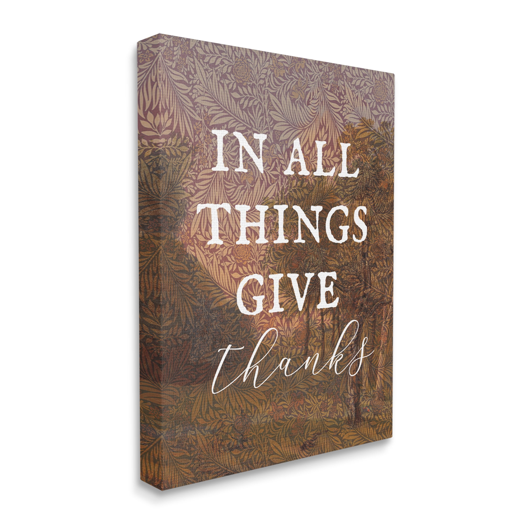 Stupell Industries Give Thanks Nature Pattern Nature Painting Gallery Wrapped Canvas Print Wall Art, 36 x 48
