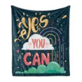 thumbnail image 1 of Faith Soft Flannel Fleece Throw Blanket, Inspirational Quoting Yes You Can Cheerful and Vibrant Theme and Stars, Cozy Plush for Indoor and Outdoor Use, 60" x 80", Multicolor, by Ambesonne, 1 of 6