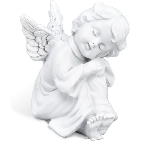 Little Angel Statue, Small Sleeping Angel Statue Cute Angel Sculpture Resin Angel Statue Angel Wings Garden Statue for Indoor Outdoor Home Garden Decoration