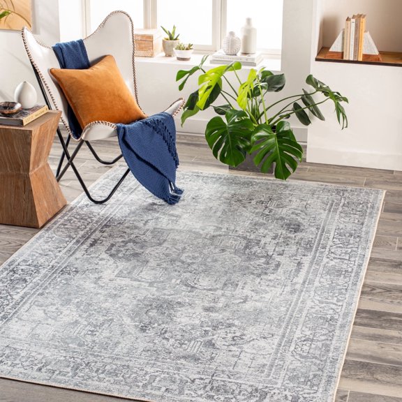 Livabliss Tahmis Vintage Washable Area Rug,5'3" x 7'3",Grey