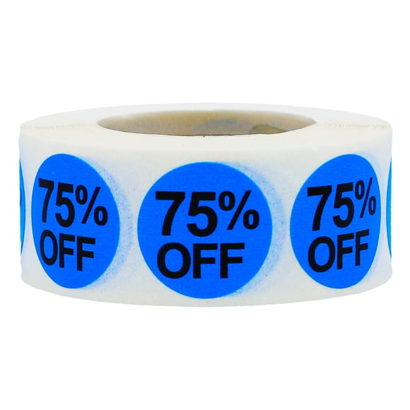 Blue 75%Off Circle Stickers | 0.75" Inch Round | 500 Pack